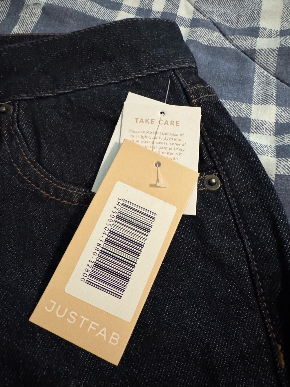 JustFab Dark Blue Denim Jeans with Contrast Stitching - Picture 4 of 4